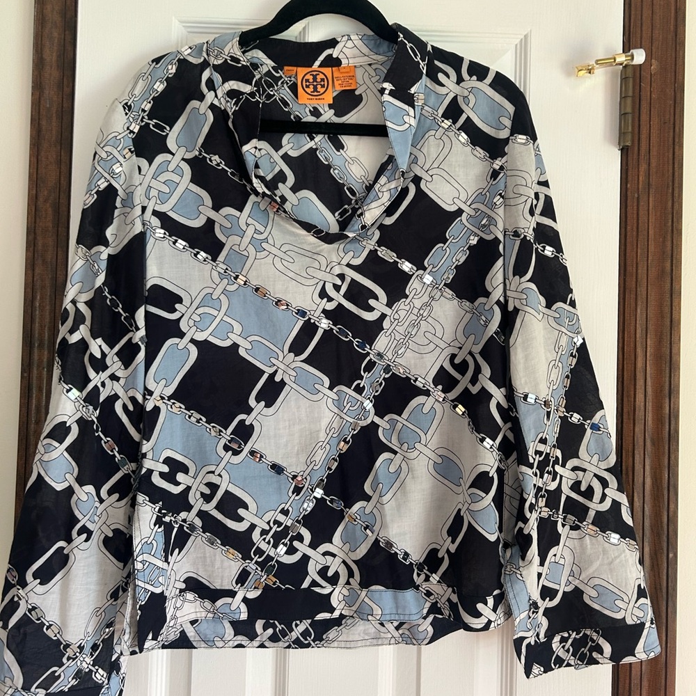 Tory Burch Chain Print Blouse- size 8